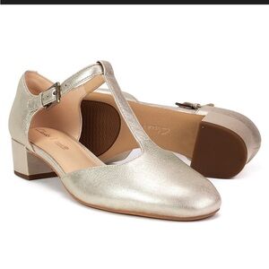 Clarks cushion plus orabella mary Jane’s in muted gold Women's T-Strap Shoes